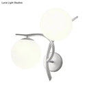 GobekUsa Modernist 2-Head Wall Mounted Sconce in Silver/Black - Milky Glass Global Light Fixture