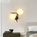 GobekUsa Modernist 2-Head Wall Mounted Sconce in Silver/Black - Milky Glass Global Light Fixture