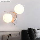 GobekUsa Modernist 2-Head Wall Mounted Sconce in Silver/Black - Milky Glass Global Light Fixture