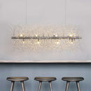 GobekUsa Modernist Metallic Branch Island Pendant Light | Silver Hanging Lamp with Crystal Bead Deco | 27.5"/35.5" Width