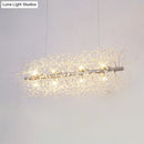 GobekUsa Modernist Metallic Branch Island Pendant Light | Silver Hanging Lamp with Crystal Bead Deco | 27.5"/35.5" Width