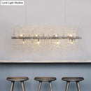 GobekUsa Modernist Metallic Branch Island Pendant Light | Silver Hanging Lamp with Crystal Bead Deco | 27.5"/35.5" Width