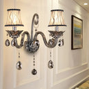 GobekUsa Modernist Smoke Grey Crystal Conical Sconce Light: Wall Mounted Lighting for Living Room (1/2 Lights)