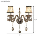 GobekUsa Modernist Smoke Grey Crystal Conical Sconce Light: Wall Mounted Lighting for Living Room (1/2 Lights)