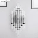GobekUsa Modernist Tubular Wall Lighting with Clear Crystal, 2 Lights, Chrome Finish - Living Room Wall Fixture