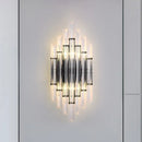 GobekUsa Modernist Tubular Wall Lighting with Clear Crystal, 2 Lights, Chrome Finish - Living Room Wall Fixture