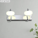 GobekUsa Modernist Style Silver Wall Lamp with Round Frosted Acrylic Shade, 2/3 Heads, Warm/White Lighting - Bathroom Vanity Light