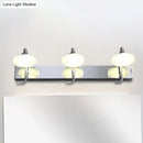 GobekUsa Modernist Style Silver Wall Lamp with Round Frosted Acrylic Shade, 2/3 Heads, Warm/White Lighting - Bathroom Vanity Light