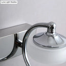 GobekUsa Modernist Style Silver Wall Lamp with Round Frosted Acrylic Shade, 2/3 Heads, Warm/White Lighting - Bathroom Vanity Light