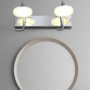 GobekUsa Modernist Style Silver Wall Lamp with Round Frosted Acrylic Shade, 2/3 Heads, Warm/White Lighting - Bathroom Vanity Light