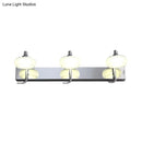 GobekUsa Modernist Style Silver Wall Lamp with Round Frosted Acrylic Shade, 2/3 Heads, Warm/White Lighting - Bathroom Vanity Light