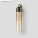 GobekUsa Modernist Tube Sconce Light: Blue/Clear/Amber Glass, Wall Mounted Lamp with Curved Arm for Bedside