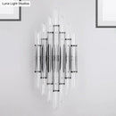 GobekUsa Modernist Tubular Wall Lighting with Clear Crystal, 2 Lights, Chrome Finish - Living Room Wall Fixture
