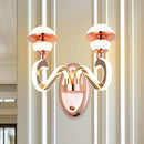 GobekUsa Rose Gold Metallic LED Wall Sconce with 2 Swirl Arm Heads - Modernist Urn Shape for Corridors