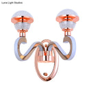 GobekUsa Rose Gold Metallic LED Wall Sconce with 2 Swirl Arm Heads - Modernist Urn Shape for Corridors