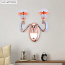 GobekUsa Rose Gold Metallic LED Wall Sconce with 2 Swirl Arm Heads - Modernist Urn Shape for Corridors