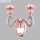 GobekUsa Rose Gold Metallic LED Wall Sconce with 2 Swirl Arm Heads - Modernist Urn Shape for Corridors