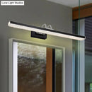 GobekUsa Modern Metal Vanity Wall Sconce with LED Lights - Curved Arm, 3 Gears - 16.5"/28"/22.5" Wide in Black/Silver/Coffee