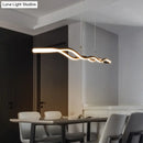 GobekUsa Modernist Wavy Strip LED Island Pendant - Acrylic Dining Room Hanging Lamp Kit