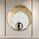 GobekUsa Modernist LED Sconce Lighting: Round Marble, White/Black Wall Lamp with Gold Metal Backplate