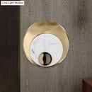GobekUsa Modernist LED Sconce Lighting: Round Marble, White/Black Wall Lamp with Gold Metal Backplate