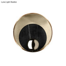 GobekUsa Modernist LED Sconce Lighting: Round Marble, White/Black Wall Lamp with Gold Metal Backplate