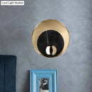 GobekUsa Modernist LED Sconce Lighting: Round Marble, White/Black Wall Lamp with Gold Metal Backplate
