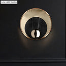 GobekUsa Modernist LED Sconce Lighting: Round Marble, White/Black Wall Lamp with Gold Metal Backplate