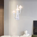 GobekUsa Modernist White LED Wall Lamp with Mushroom Opal Glass Shade - 2/3 Lights Living Room Sconce