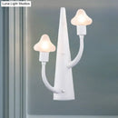 GobekUsa Modernist White LED Wall Lamp with Mushroom Opal Glass Shade - 2/3 Lights Living Room Sconce
