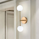 GobekUsa Modernist White Glass Sconce with Black/Gold Finish - 2 Bulbs - Wall Mounted for Living Room Lighting