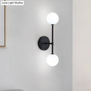 GobekUsa Modernist White Glass Sconce with Black/Gold Finish - 2 Bulbs - Wall Mounted for Living Room Lighting
