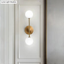 GobekUsa Modernist White Glass Sconce with Black/Gold Finish - 2 Bulbs - Wall Mounted for Living Room Lighting