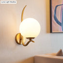 GobekUsa Modernist White Glass Wall Mount Sconce Light - Global Design, 1-Bulb Gold Lighting for Bedroom (6"/8" Wide)