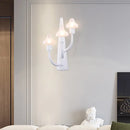 GobekUsa Modernist White LED Wall Lamp with Mushroom Opal Glass Shade - 2/3 Lights Living Room Sconce
