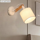 GobekUsa Modernist Fabric Cylinder Wall Lamp with Adjustable Wood Arm and White Bulb