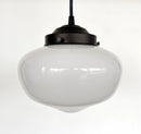 Modern Milk Glass Schoolhouse Pendant Light | 8"