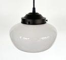 Modern Milk Glass Schoolhouse Pendant Light | 8"