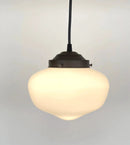 Modern Milk Glass Schoolhouse Pendant Light | 8" by The Lamp Goods