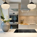 Modern Milk Glass Schoolhouse Pendant Light | 8"