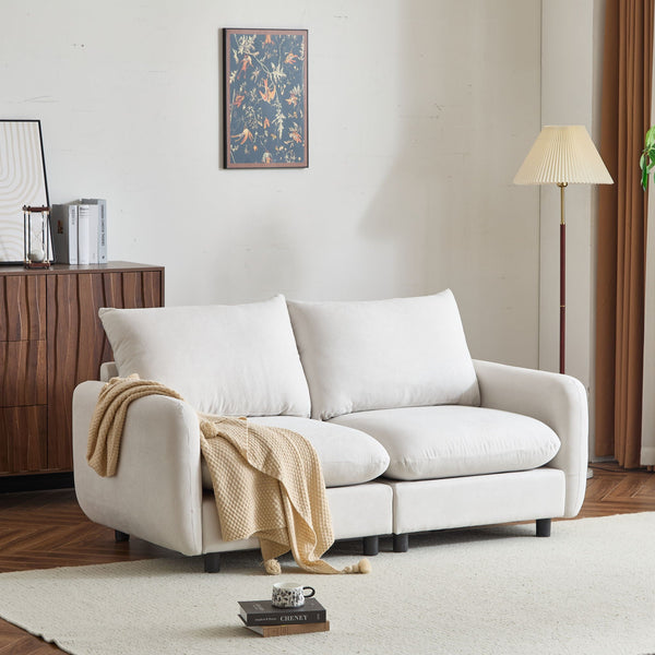 Modular Free Combination Sectional Sofa Couch with Solid Wood Frame - White, photo 2 of 16