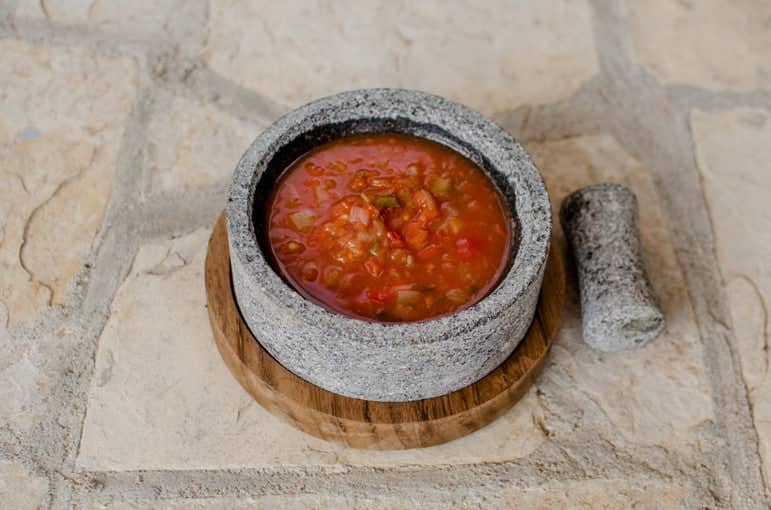 Molcajete Chilmamolli 6" Volcanic Stone with Wooden Base