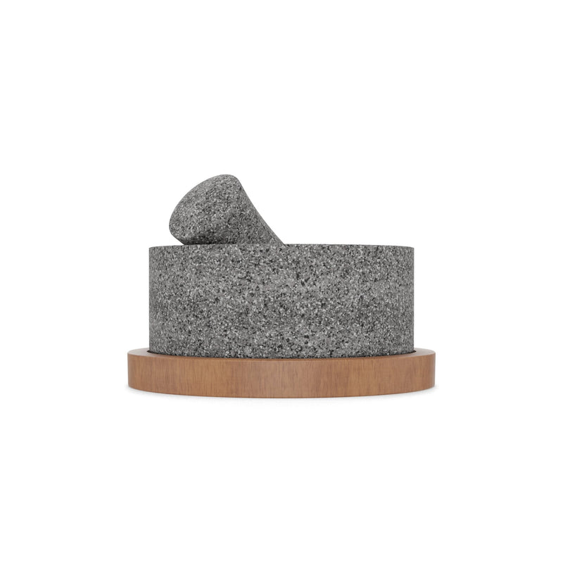 Molcajete Chilmamolli 6" Volcanic Stone with Wooden Base