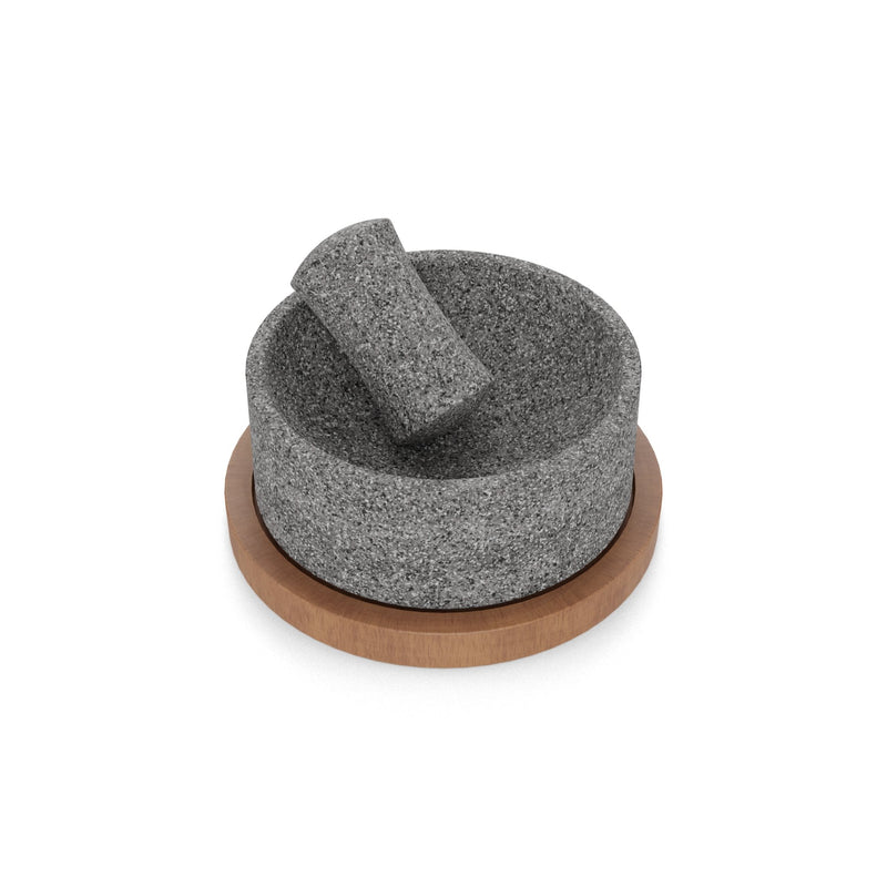 Molcajete Chilmamolli 6" Volcanic Stone with Wooden Base