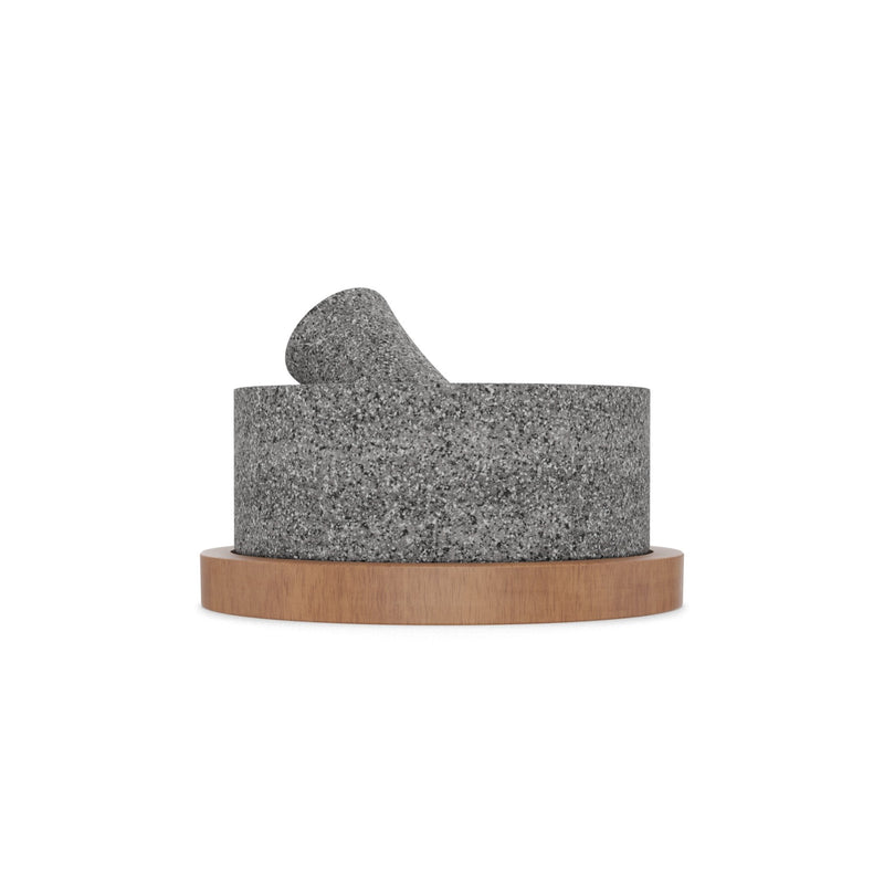 Molcajete Chilmamolli 6" Volcanic Stone with Wooden Base