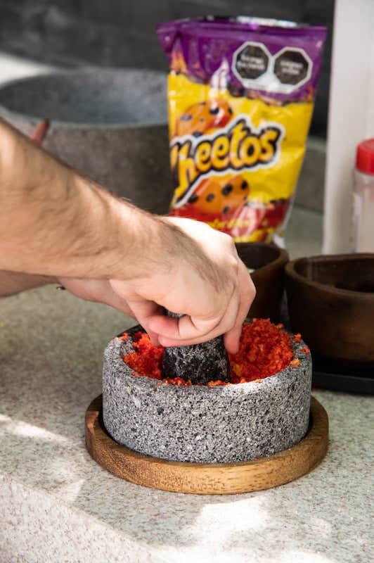 Molcajete Chilmamolli 6" Volcanic Stone with Wooden Base