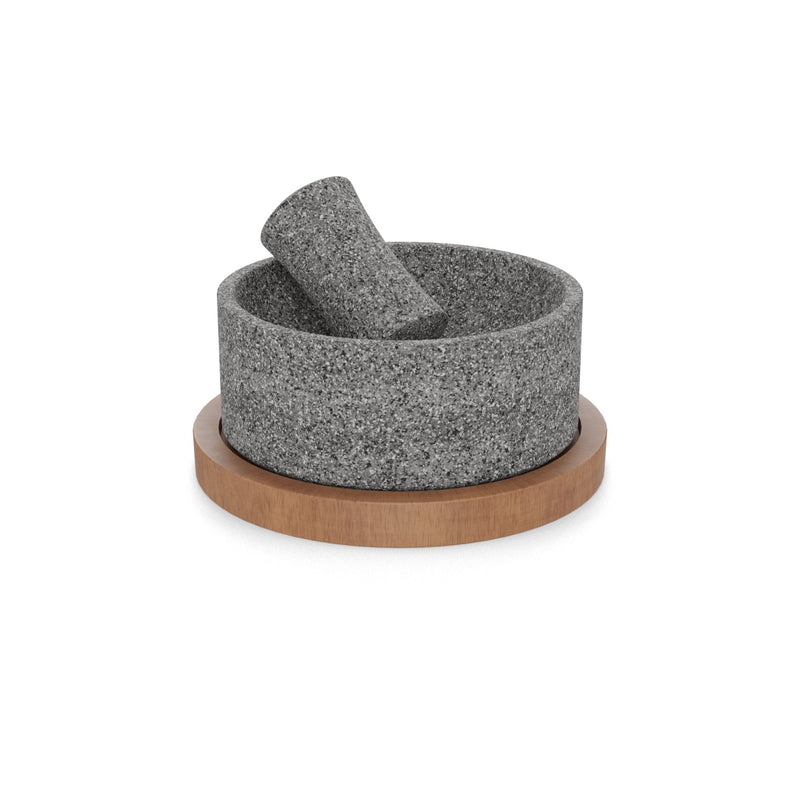 Molcajete Chilmamolli 6" Volcanic Stone with Wooden Base