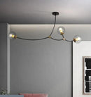 GobekUsa Molecular Suspension Island Light: Minimalist Black-Gold Metal Design with Ball Glass Shade