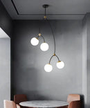 GobekUsa Molecular Suspension Island Light: Minimalist Black-Gold Metal Design with Ball Glass Shade