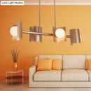 GobekUsa Molecule Dining Room Pendant Light: Traditional Metal 4-Light Rose Gold Hanging Lamp